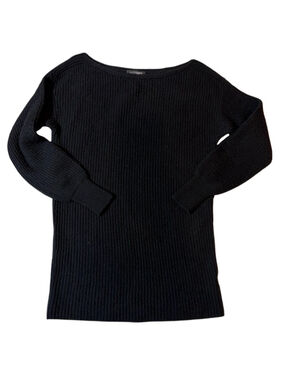 Intermix Wool Cashmere Ribbed Sweater Black Turtleneck Soft Luxe XS